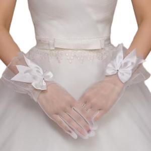 Phong Cách Pháp Seethrough găng tay nơ ren ngắn Găng Tay Cho dịp đặc biệt Và Lễ Cưới trang phục sân khấu Đạo Cụ