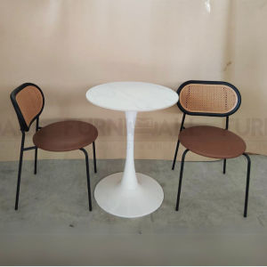 Furnimall Sintered Stone Round Dining Table Set 1+2/1+4 Meja Makan Restaurant Dining Cafe table 餐桌椅