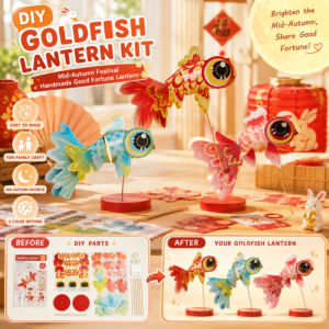 DIY Koi Fish Lantern Craft Kit Handmade Mid Autumn Festival Decoration Lucky Goldfish Paper Lantern Home Party Holiday Gift Activity for Kids Adults