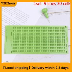 【Local shipping】 1Set 9 Lines 30 Cells Practical School Plastic Braille Portable Writing Slate With Stylus