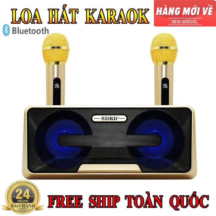 Loa Karaoke Mini Kèm 2 Mic SD 301 Thế Hệ Mới Không Dây Pin Sạc Được