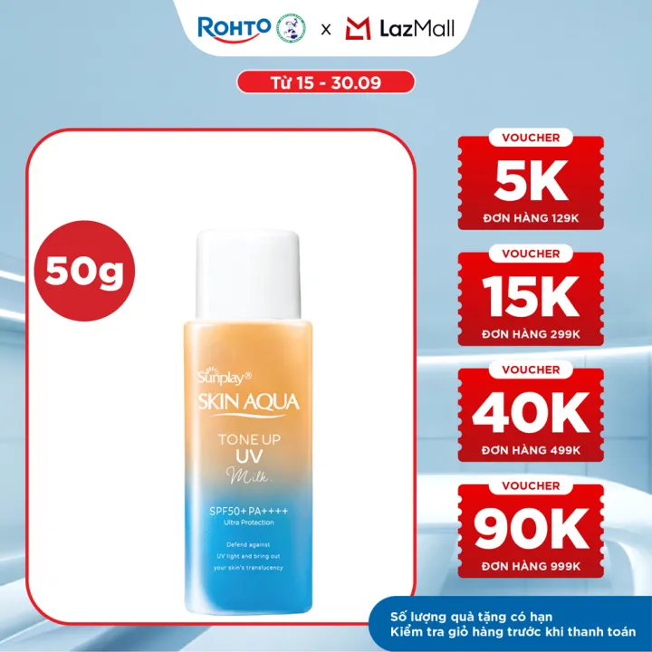 Kem chống nắng nâng tông Skin Aqua Tone up Latte Beige cho mọi tông da, dạng tinh chất Sunplay Skin Aqua Tone Up UV Essence Latte Beige SPF 50+ PA++++ 50g