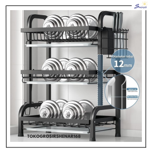 NARITA DISH DRAINER 3 LAYER - RAK PIRING DAPUR STAINLESS STEEL 3 SUSUN PENYIMPANAN RAK PENGIRING PIRING MANGKUK GELAS