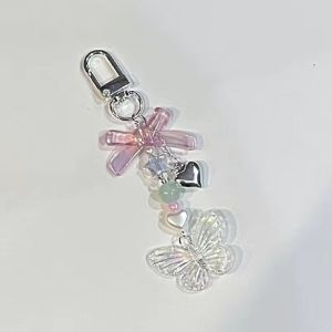 Steve Aesthetic Blue Shell Water Wood Bow Knot Beaded Keychain Photo Album Bag Pendant Gift
