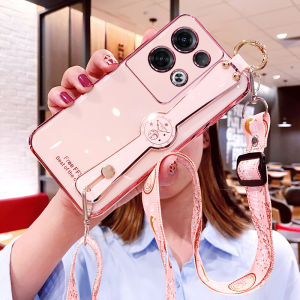 For OPPO Reno 8 5G Reno 8 Pro Reno 8Z Reno 8 4G Wristband Phone Case Casing with Free long lanyard  Electroplating candy color case with camera protection Case