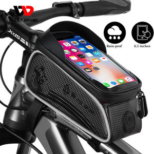WEST BIKING Bicycle Bag Top Front Tube Bag Touch Screen 6.5/7.0 Inch Phone Case Waterproof Bike accessories MTB Road Bike Bags Frame Bag