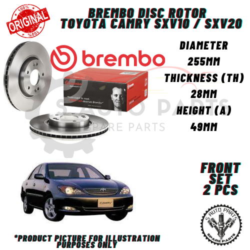 TOYOTA CAMRY SXV10 / SXV20 FRONT 100 BREMBO BRAKE DISC ROTOR Lazada