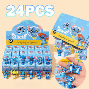 24 Pcs Stitch keychain blind box Disney key ring Figure mini gift cute things goodies birthday for kids