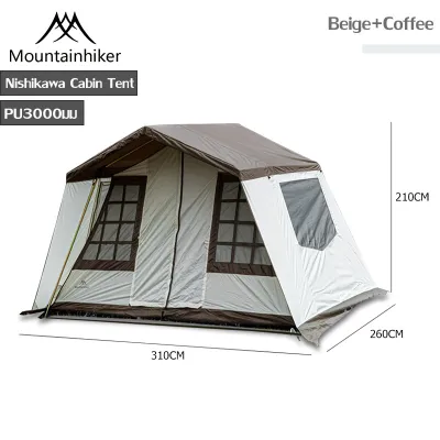 MOUNTAINHIKER 4 ~ 5 person Nishikawa Cabin Cottage Luxury Camping Tent House Double Layer Waterproof Sunproof