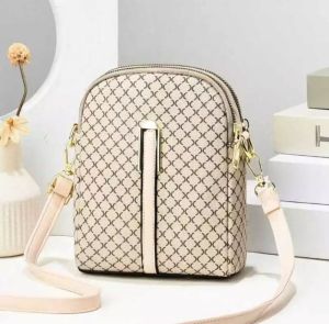 Tas Selempang Wanita Mewah Geometris Elegan Warna Krim/Hitam