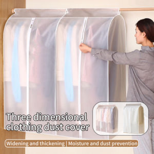 Cloth Cover Plastic Dust Waterproof Ransparent Clothes Dust Transparent Dust Bag Hanging Cloth Pocket Cover Protector Cover Zipper Transparent Hanger Storage Moisture-proof and Dust-proof