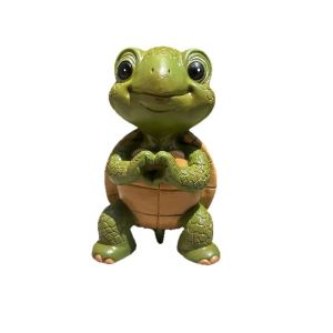 STVML Resin Heart Turtle Statue Weatherproof Exquisite Miniature Turtle Figurine Lawn Art Cute Garden Turtle Ornament For Pond Yard Porch
