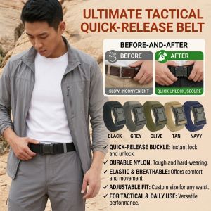 Tactical Quick-release Nylon Elastic Belt Non Slip Elastic Belt Outdoor Training Belt Mens Work Belt 战术快拆尼龙弹力腰带