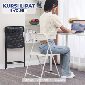 ORANGE Kursi Makan Lipat Portable Kursi Chitose Belajar Minimalis Besi Bangku Lipat Kursi Santai