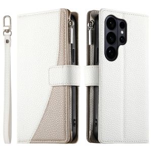 For Samsung Galaxy S26 S25 S24 S23 S22 S21 Ultra / S26 S25 S24 S23 S22 S21 Plus / S23 S21 S20 S24 S25 S26 FE Phone Case Magnetic Leather Color Splicing Wallet Card Slot Fashion Flip Cover Casing