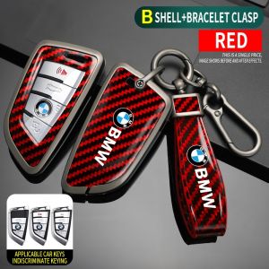 For BMW 1 3 5 7 Series X1 X3 X4 X5 F10 F20 F30 F18 F25 M3 M4 E34 E36 Remote Key Case Cover Carbon Fiber Keychain