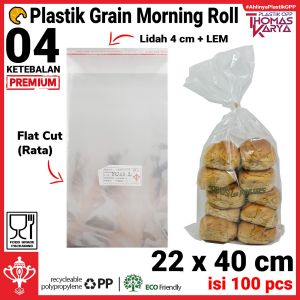 Plastik OPP 22x40 TEBAL isi 100 Kantong Bening Kemasan Roti Tawar Kue Undangan Souvenir Lem Seal