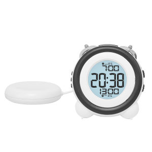 [Xin Ngó ]Super Loud Vibrating Alarm Clock Time Date Display Twin Bell Very Loud for Heavy Sleepers Dual Alarm Blue Backlight for Teens deep sleepers kids the elderly and hearing impaired