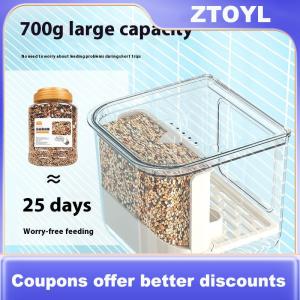 【ZTOYL】 Double Slot Bird Automatic Feeder Large Capacity Splash Proof Hanging Cage Automatic Feeding Device Transparent Food Dispenser