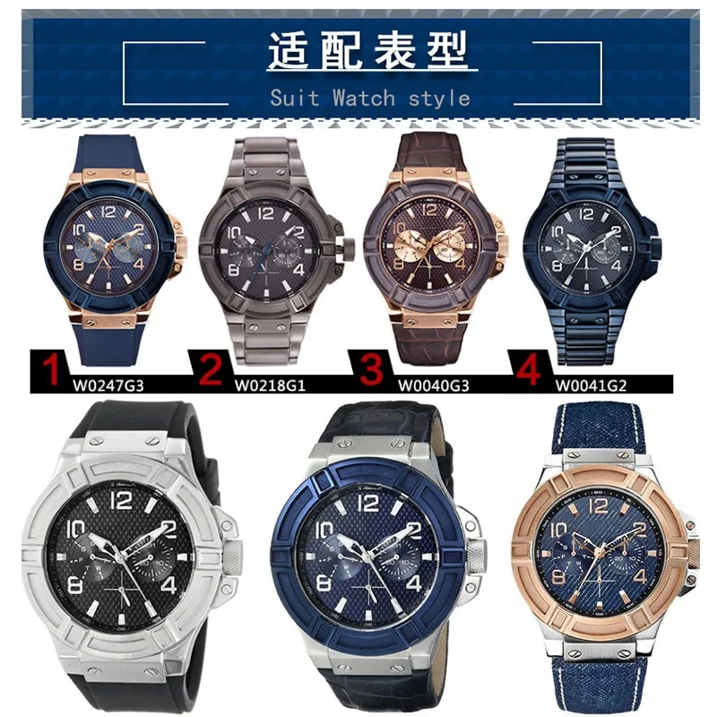 22mm Silicone Rubber Strap Men Black Blue Sport Waterproof Wrist