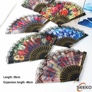 Seeko Lace Silk Folding Fan Dance Fan Portable Folding Gifts Fans