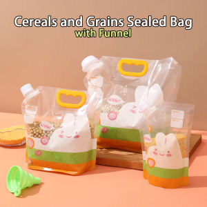 3Pcs Grain Sealed Bag with Funnel Moisture-Proof & Insect-Proof Portable Fresh-Keeping Storage Bag Rice Storage Bag with Zipper Seal Reusable Food Saver Bag for Grains Flour Cereal-152c4c8b