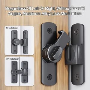 🔥 Hot Sale🔥【Durable And Sturdy】Drill-free Aluminum Alloy Door Lock Buckle Convenient And Practical Snap-on Door Latch Bathroom Sliding Door Lock Buckle Easy-to-Install Sliding Safety Lock免打孔铝合金门锁扣
