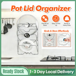 Wall-Mounted Pot Rack Lid Holder Cookware Storage Rack Sturdy Heavy-Duty Kitchen Utensil Shelf Support