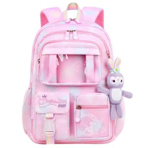 กระเป๋านักเรียนเด็กหญิง ลดภาระ กันน้ำ น้ำหนักเบา ช่องเยอะ สไตล์เจ้าหญิง พร้อมส่งจากไทย แถมตุ๊กตา