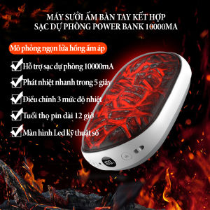 Máy sưởi ấm bàn tay kết hợp sạc dự phòng Power Bank 10000mA điều chỉnh 3 mức nhiệt với màn hình led hiển thị nhiệt độ