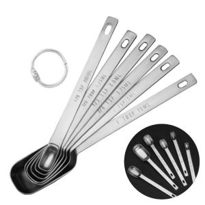 Set of 6 Stainless Steel Measuring Spoons Nesting Spoon with Leveler Kitchen Gadgets for Baking and Cooking Enthusiasts