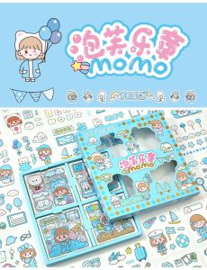 Atdiva Paket Stiker Momo Desain Kartun Korea Anti Air - 100 Lembar - Box Koleksi Exclusive