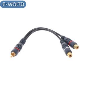 E-WOITD Nhà Phân Phối Chuyển Đổi Loa Vàng Dây Cáp Dòng Cooper Dây 2 RCA Nữ Để 1 RCA Nam Splitter Cáp Âm Thanh Splitter