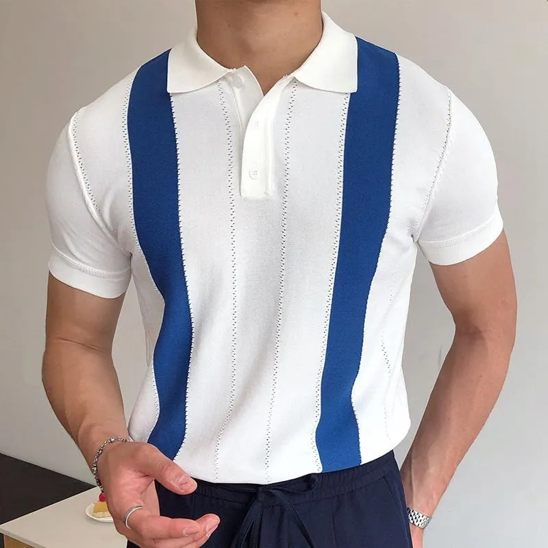 Men's Vintage Knitted Polo Shirts Short Sleeve Golf Knit Polo Shirt
