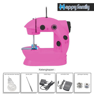 HappyFamily Mesin Jahit Mini Portable GT202 A FHSM 202  + Sewing Kit Set Jahit + Meja Besar