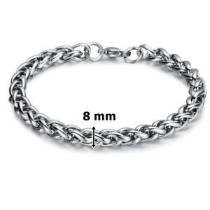 Vòng tay dây xích nam không gỉ mắt xích kiểu xoắn thời trang chất liệu titan cao cấp không đen hjhjshoptrangsuc