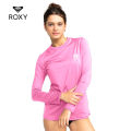 Roxy Happy Waves Ls Surf Tee Pink Womens Rashguards Longsleeve. 