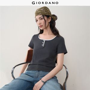 Giordano Women Women U Neck T-Shirt Free Shipping 18326207