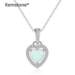 Kemstone 925 Sterling Silver Beating Heart Crystal Romantic Female Pendant Necklace Jewelry Gift for Women
