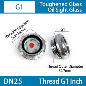 NOBLEE 1Pcs G1/4 G3/8 G1/2 G3/4 Cửa sổ quan sát dầu Chủ đề nam G1 G1-1/4 G1-1/2 BSP NPT Kính quan sát mức dầu  Nhôm Phụ tùng máy nén khí cho máy nén khí