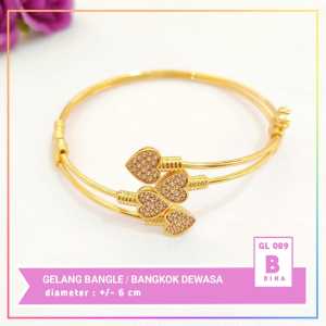 Cute Jewelry Gelang dewasa bangle permata big kombi plat perhiasan lapis emas gold GL 089