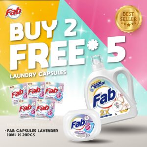 [Buy 2 Free 5] Fab Detergent 3L + Laundry Capsule 28pcs Free 5pcs Laundry Capsules