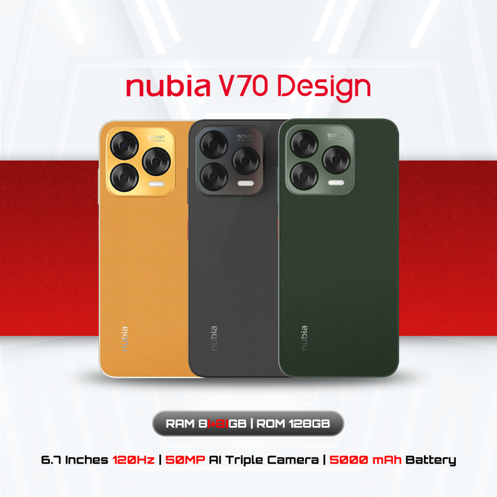 Nubia V70 Design 8+128GB (เพิ่มแรมสูงสุด16GB) - แบต5000mAh ชาร์จไว