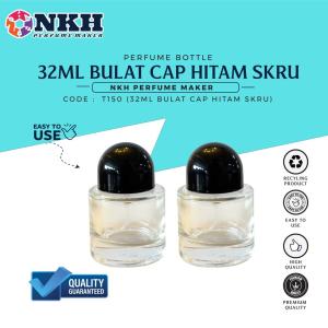 [ 1 PCS ] BOTOL KOSONG MINYAK WANGI 32ML BULAT CAP HITAM SEPARA BULAT SKRU ( T150 )
