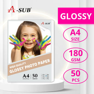 A-SUB Inkjet Glossy Photo Paper Waterproof & Instant Dry A4/A3 Size 180gsm - 50 Sheets