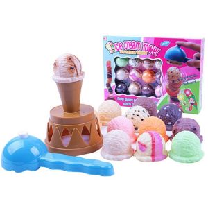 Oldlaiben Play Doh Set Ice Cream Machine Toy Clay Mould Pretend Play Dough Creative Art Activity Kids Gift Mainan