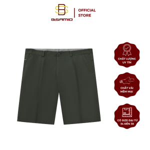 Quần Short Kaki Nam Trung Niên BSAMIO Màu Ô Liu Có Xếp Ly Dài Qua Gối Vải Mềm Dày Dặn Có Size Đại