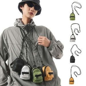 CRNGW พวงกุญแจภูเขา กระเป๋าเหรียญผู้ชายแบบจี้ ผู้ถือบัตร ป้องกันน้ำ กระเป๋าสะพายข้างขนาดเล็ก แบบพกพา น้ำหนักเบา กระเป๋าเก็บของขนาดเล็ก นักเรียน