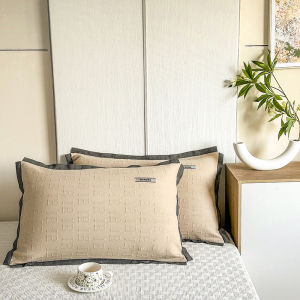 SUNLIGHT HOME 2 Pieces Knitted Cotton Pillowcase With Zipper1 Pair Simple Plaid Pillow CaseBreathable Pillow Cover