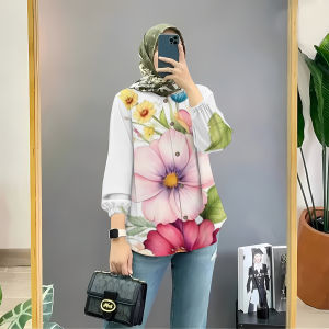 Muslim womens shirts casual long-sleeve shirts for women oversized loose tops Simple and versatile T-shirts for women